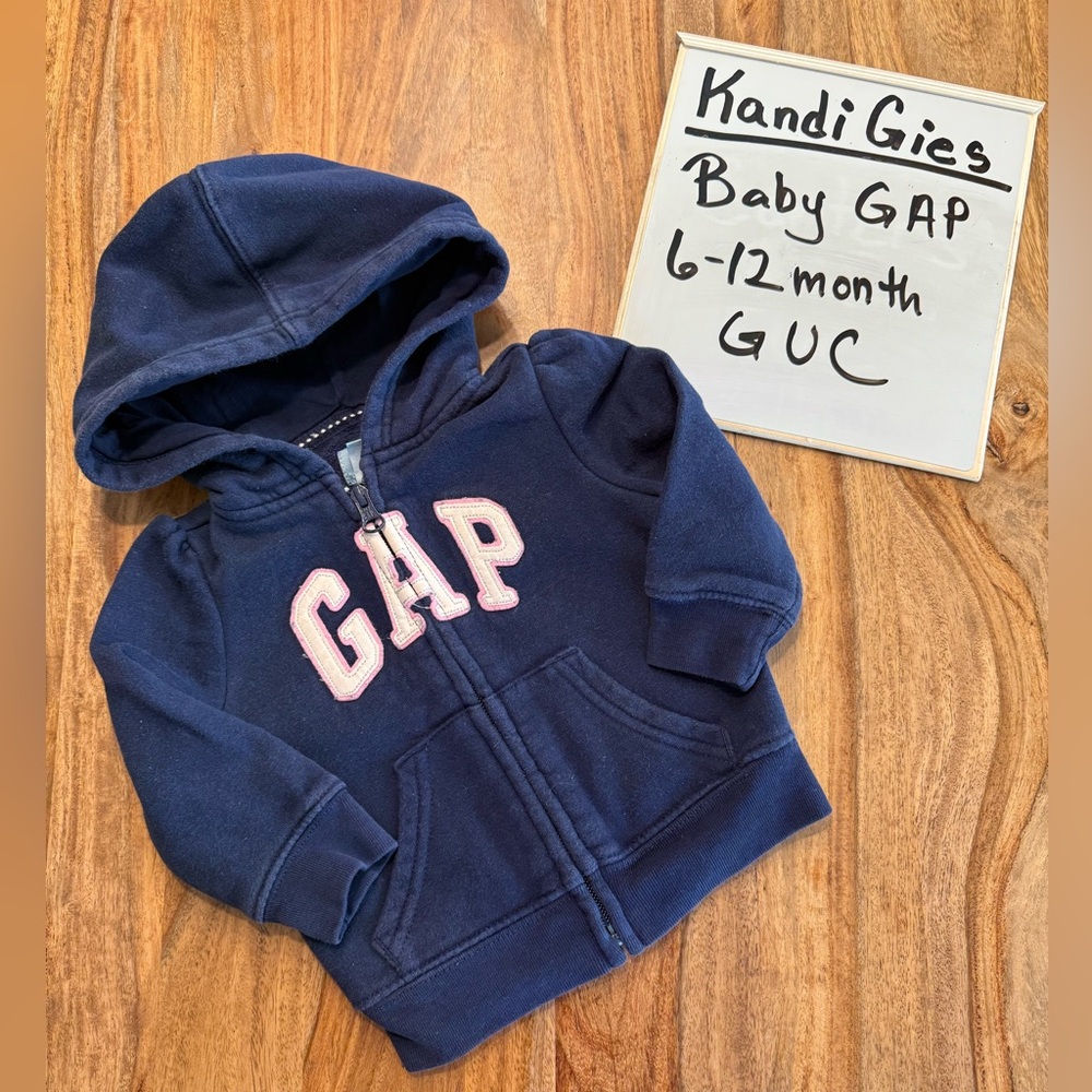 GAP Navy Blue Hoodie with Pink Logo